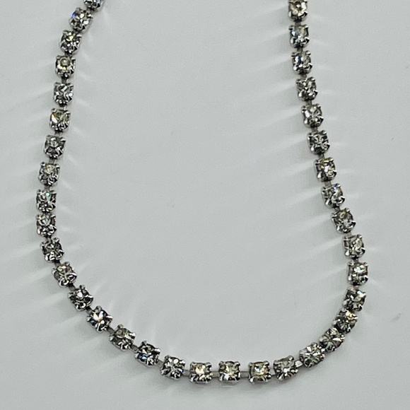 Wiesner Signed Tennis Necklace Rhinestone Crystal 15" Silver Tone MCM VTG RARE - Picture 11 of 16